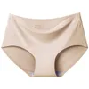 Women's Panties Solid Color Silk Satin Seamless Underwear Breathable Briefs Cozy Sexy Lingerie Sports Panty Mid Waist Underpants