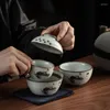 Set da tè Ru Yao Quick Cup Una pentola Due tazze Zuppiera Set da tè da viaggio per auto Borsa portatile da esterno piccola