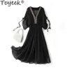 Basic Casual Dresses Tcyeek Elegant Beach Womens Dress 100% Mulberry Real Silk White Summer V-neck Women Clothing Special Offer yq240402