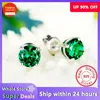 Orecchini a bottone Trending Luxury Lab Emerald da donna in vero argento sterling 925 accessori moda gioielli da sposa regalo