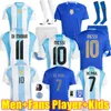 Fußballtrikots Argentina 3 Star Messis 24 25 Fans Spieler Version Allister Dybala di Maria Martinez de Paul Maradona Kinderkinder Kit Männer Frauen Fußballhemd