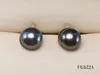 バックイヤリングユニークな真珠ジュエリー8mmブラックフラット培養淡水真珠