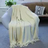 Blankets Nordic Sofa Blanket Cover Fringe Knitted Bedspread Striped Homestay El Bed End Towel Office Nap Soft Shawl Airplane