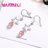Dangle Earrings Personality 925 Sterling Silver Wedding Jewelry Accessory Fashion Sweet Pink Strawberry Crystal Women Girl Gift