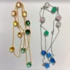 Pendants YPAY Fashion Multicolored Candy Sugar Crystal Ten Stones 5A Zircon Sweater Chain Wedding Party Reception Necklace Jewelry