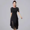 Vestidos sexy urbanos femininos moda malha manga curta dança latina borla vestido de uma peça para mulheres/feminino salão de baile tango cha rumba trajes yq240330