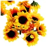 Fleurs décoratives BEAU-500 pièces tournesol artificiel petite marguerite Gerbera têtes de fleurs pour décor de fête de mariage (café jaune)