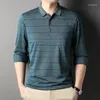 Männer Polos Mode Baumwolle Polo-Shirt Für Männer Langarm Gestreiften Herbst Und Frühling Kleidung Business Casual Männliche Koreanische Tops