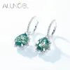 ALLNOEL 925 Sterling Silver Drop Earrings For Women Natural Pear 810mm Green Moss Agate Dangling Classic Gift Jewelry 240401