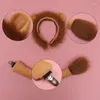 Articoli per feste Orecchie di leone animale Cerchio per capelli Set coda Copricapo in peluche Accessori cosplay