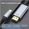 Computer Cables Connectors Type C To Displayport 1.4 8K 60Hz 4K 144Hz Usb Dp Converter Adapter For Pro Len Matebook Laptop 1M Drop Del Otceb