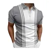 Camisetas para hombres Top de negocios para hombres Camisa de manga corta con estilo Slim Fit con botones de color en contraste Rayas Tallas grandes Turn-down para oficina