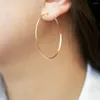 Boucles d'oreilles créoles en acier inoxydable pour femmes, grand cercle de 50mm, bijoux, vente en gros