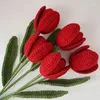 Fleurs décoratives bricolage tricoté à la main tulipe tissé à la main au Crochet Bouquet de mariage cadeau de Saint-Valentin pour les amoureux cadeaux de fête des mères