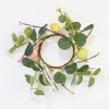 Decorative Flowers Easter Wreath Simulation Eucalyptus Leaves Colorful Eggs Garland Candle Holder For Home Happy Party Decor