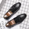 Casual Shoes Spring and Autumn Red Loafers Tassel Business Leather Woven Pattern Tjock Sole Dress Moccasin