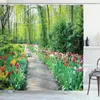 Rideaux de douche Jardin Paysage Rideau Forêt Nature Fleurs Plantes Parc Rural Paysage Bain Moderne Imprimé Salle De Bain Décor Ensembles