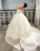 Simples princesa vestido de casamento a linha mangas puff organza trem varredura vestidos de noiva femininos