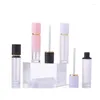 Garrafas de armazenamento Lipgloss Recipientes 8ML Rodada Lip Tint Óleo Rosa Garrafa Preto Branco Cap Clear Frost Cosmético Embalagem Gloss Tubo com varinha