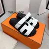 Ev Oran Tasarımcısı Chypre Sandaletler Buzağı Siyah Beyaz Flips için Gerçek Deri Terlik Sandale L