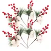 Decorative Flowers 10 Pieces Artificial Christmas Picks Red Berry Stems Tree Decoration For Home Wreath ( 11