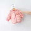 Manteau en duvet de coton pour filles, veste d'hiver, vêtements ours de dessin animé, pour garçons et bébés, salopette à capuche avec fermeture éclair pour enfants