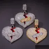 Naszyjniki wisiorek Hip-hop fl Diamond Studded Broken Heart Naszyjnik mężczyzn Kobiet stopowy opaska pomoc Naszyjniki wisiorka biżuteria akcesoria dhqpz