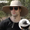 Sun Protection Fisherman Cap Summer Waterproof Wide Brim Bucket Hat Men Outdoor Sun Visor Panama Cap Anti-UV Sports Hiking Cap 240314