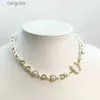 Fashion Letter Diamond Pearl Pendant Necklace Designer Jewelry Women Choker Chain Party Wedding Gift KO54 KO54