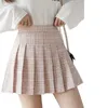 XSXXL Girls Striped Pleated Skirt Elastic Waist Female Sweet Mini Dance Plaid Girl Skirts 240323