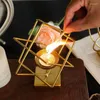 Candle Holders Geometric Holder Lamp Stand European Retro Iron Gold Light Luxury Candlestick HomeNordic Dining Table Metal Large