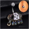 Navel Bell Button Rings Vintage Elephant Cute Small Navel Belly Button Rings Steel Bars Personalized Body Piercing Jewelry Drop Deli Otogx