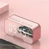 Relógios de mesa Multifuncional Despertador Espelho LED Sem Fio Bluetooth Music Player Eletrônico Digital