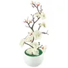 Flores decorativas flor de ameixa artificial vasos de plantas simulação bonsai flor de plástico falso decoração de escritório em casa