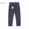 2024 Nova marca da moda Fushen Blue Straight Leg Jeans para homens e mulheres