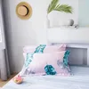 Bedding Sets 2024 Four-piece Simple Cotton Double Household Bed Sheet Quilt Cover Thickening Sanding Dormitory Feather Pink