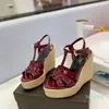 2024 High Heels Women's Rope Wedge Thick Sole Roman Open Toe Shoes