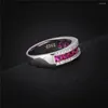 Cluster ringen roze steen inlay voor vrouwen-zilverachtige-sieraden chique strass ring vintage bruiloft anillos geschenken groothandel Dd212