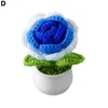 Dekorative Blumen Innenpflanzendekoration handgewebtes Simulation Topf Stricken Rosenblumen Bonsai Mini -Topfpflanzen Häkeln Ornament für Zuhause