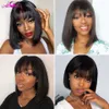 Perruques synthétiques couleur naturelle perruque brésilienne à cheveux humains avec frange remy hair raide bob perruques en pleine perruque faite pour les femmes sans bob dentelle y240401