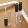 Storage Bottles 50pcs 5ml Round Clear Lipgloss Bottle Refillable Glossy Black Lid Empty Plastic Cosmetic Packaging Lip Gloss Tubes