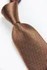 Bow Ties Classic Plaid Brown Silver Tie Jacquard Woven Silk 8cm Men's Neslips Business Wedding Party Formal Neck