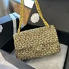 Cf Wool Sequin Bag Designer Womens Shoulder Bag Tweed Flip Gold Hardware C-Buckle Luxury Handbag Matelasse Chain Crossbody Bag Makeup Bag Purse Fashion Bags 25cm