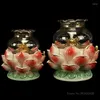 Candle Holders 1pc Creative Buddha Windshield Butter Lamp High Foot Ceramic Lotus Base Home Living Room Temple Utensil Ornaments Decor