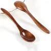 Spoons 1Pcs Wooden Soup Spoon Kitchen Cooking Baking Mixing Utensil Crafts Household Tableware Drop