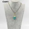 Pendentifs WT-N1423 WKT 2024 Style Turquoise collier perles chaîne Design de mode plaqué or femmes belle qualité bijoux Ins