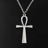 Pendant Necklaces Simple Classic Fashion Cross Egyptian Ankh Life Symbol Antique Silver Pendant Short Chain Necklace Womens JewelryL2404