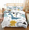 Boys Cartoon Dinosaur Family pościel Pełna Królowa King Size Blothes Zestaw kołdry z zestawem Linen Bed