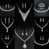 Valuable Lab Diamond Jewelry set Sterling Silver Wedding Necklace Earrings For Women Bridal Engagement Jewelry Gift f30h#