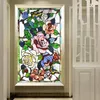 Window Stickers Church Style Privacy Film Flower Pattern Frosted PVC Anti-UV Static Cling Glass For Home Bathroom Door